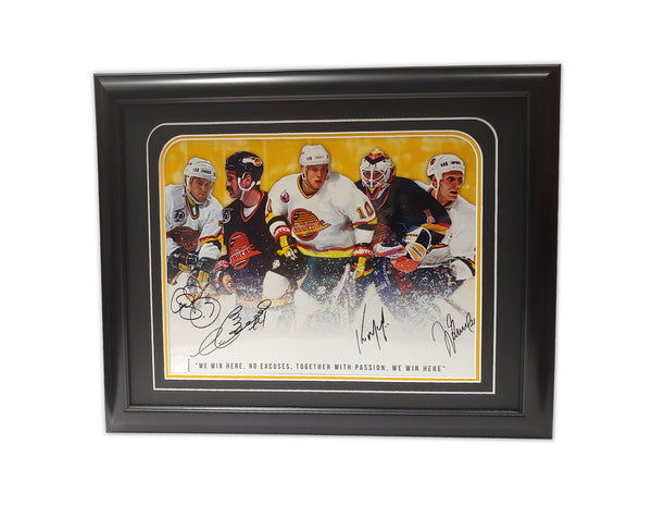 Cliff Ronning, Dave Babych, Kirk Mclean, Jyrkee Lumme Vancouver Canucks 19.5x16.5 Framed Autographed Print