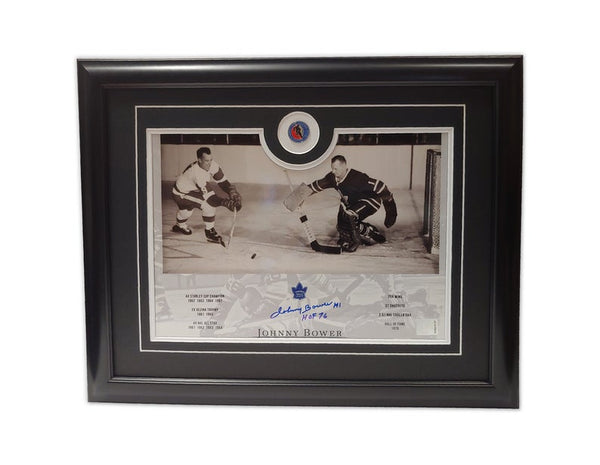 Johnny Bower Gordie Howe Toronto Maple Leafs Hall of Fame '76 19.5x16.5 Framed Autographed Print