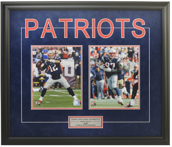 New England Patriots Tom Brady & Robert Gronkowski Double Framed 8x10 Licensed Photos -