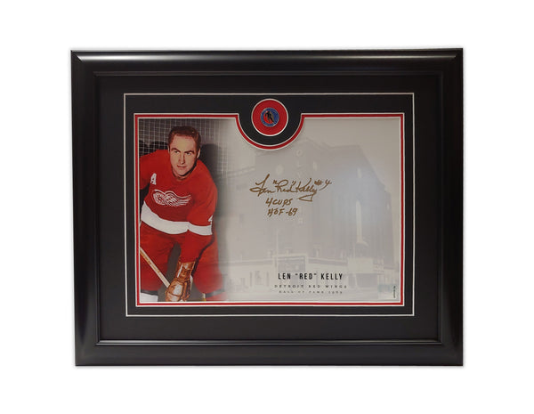 Len "Red" Kelly Detroit Red Wings 19.5x16.5 Framed Autographed Print